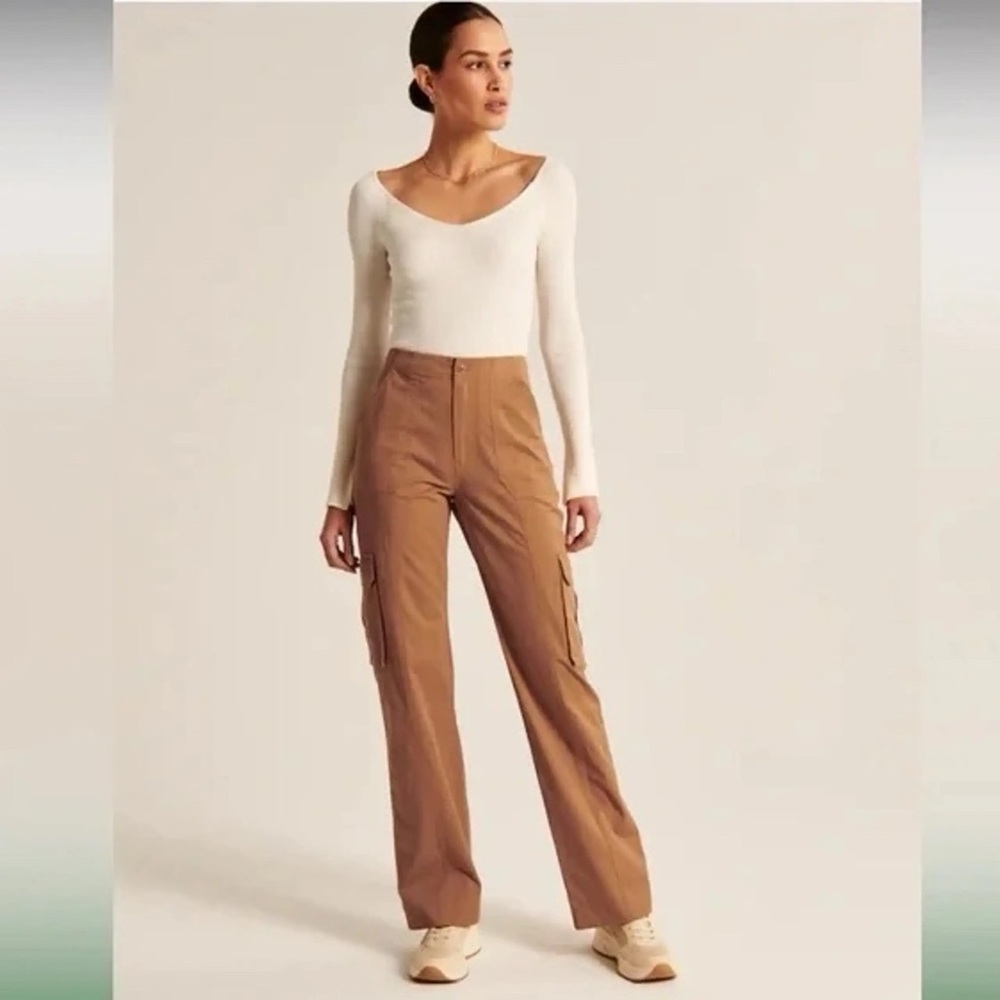 Abercrombie And Fitch Relaxed Fit High Waisted Cargo Pants 100% Cotton Sz 26/2 - Picture 9 of 13